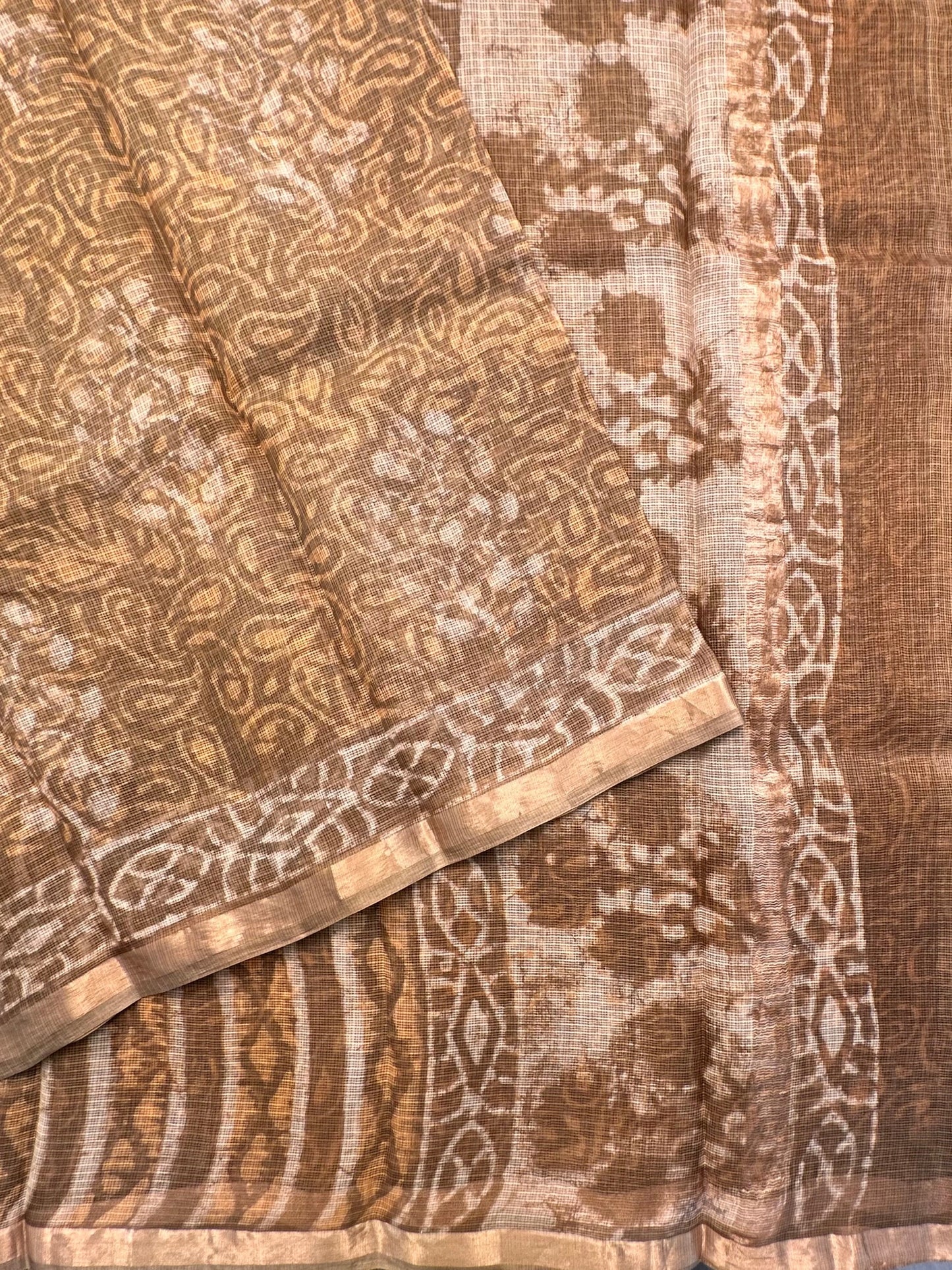 Mehendi Green Kota Doria Cotton-Silk Saree