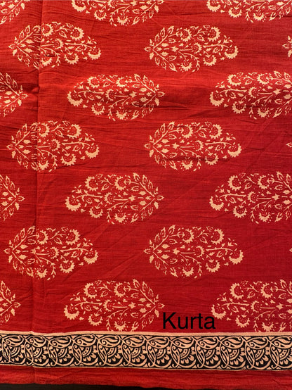 Rust Block Printed Pure Cotton Suit