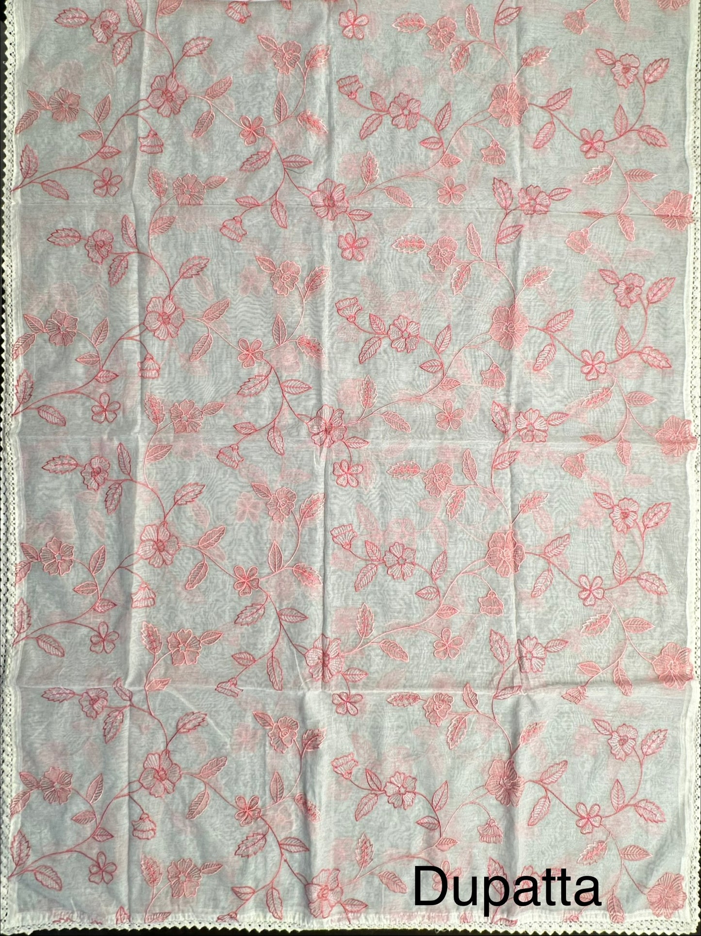 Off White-Peach Chanderi Suit