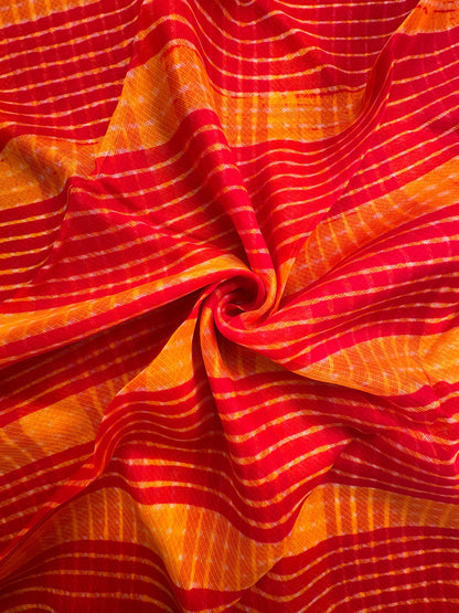Red-Yellow Mothra Kota Doria Pure Silk Saree