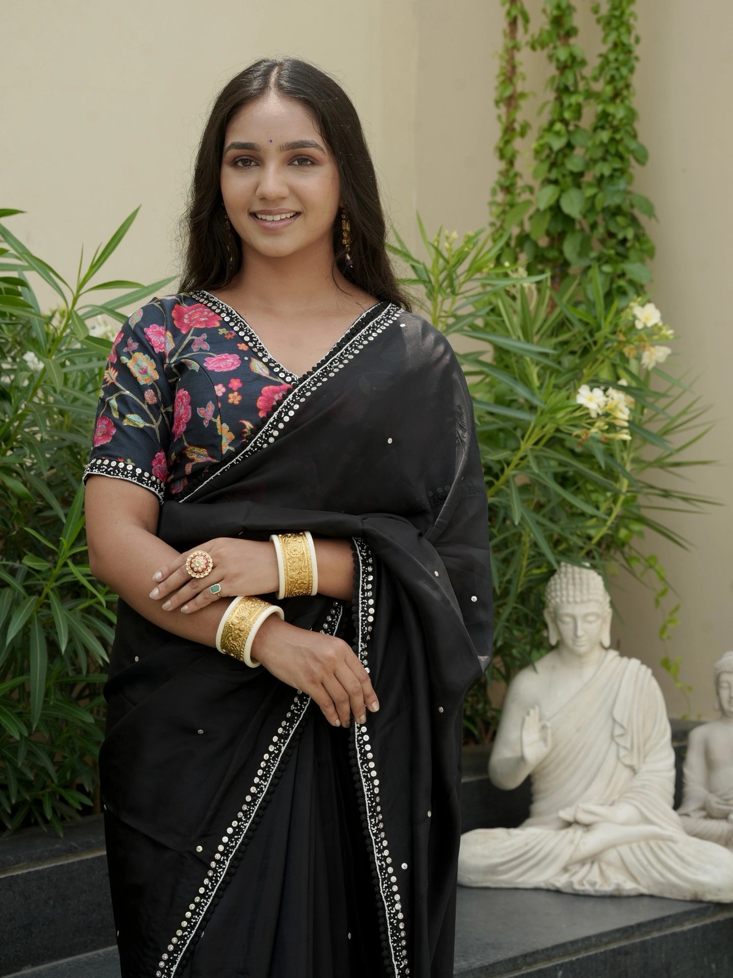 Crepe Saree with Designer Blouse