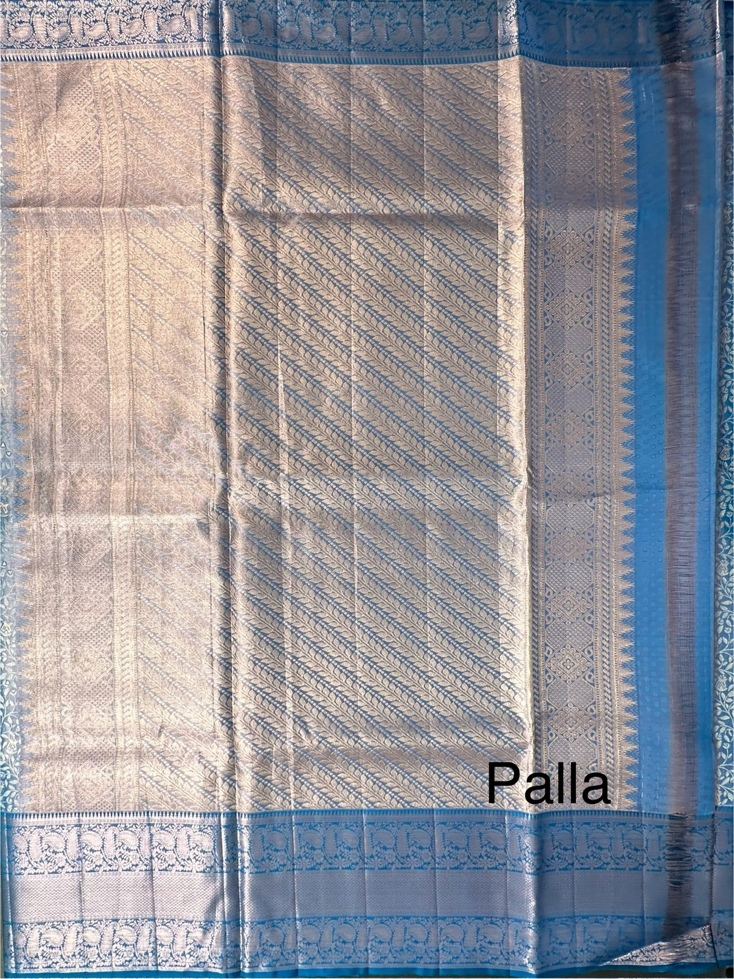 Blue Handloom  Jamawar Pure Tissue Silk Saree