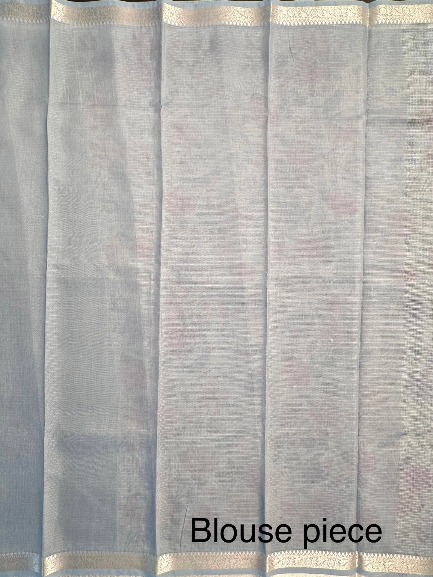 Off White-Grey Floral Kota Doria Saree