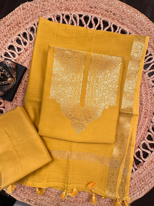 Mustard Dhruvisha Handloom Chanderi Suit