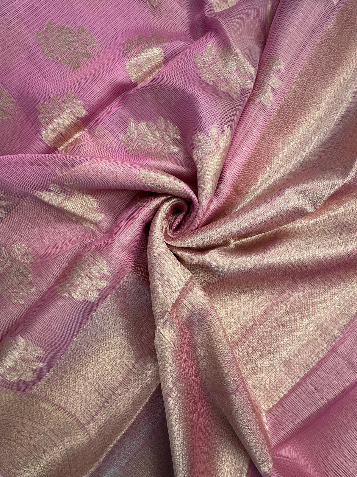 Mauve Arvita Kota Doria Fancy Cotton Saree