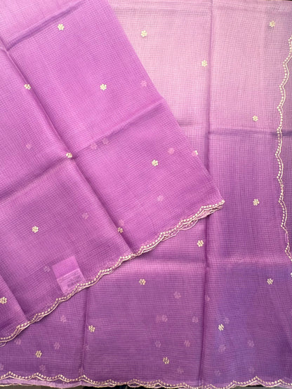 Lavender Gitika Kota Doria Pure Silk Saree
