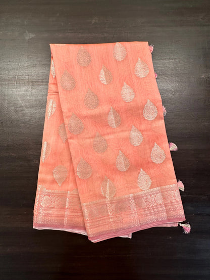 Peach Chanderi Saree