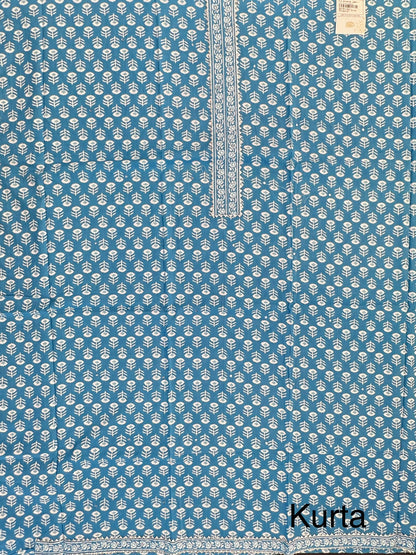 Blue Jaipuri Necktie Cotton 3-Piece Suit