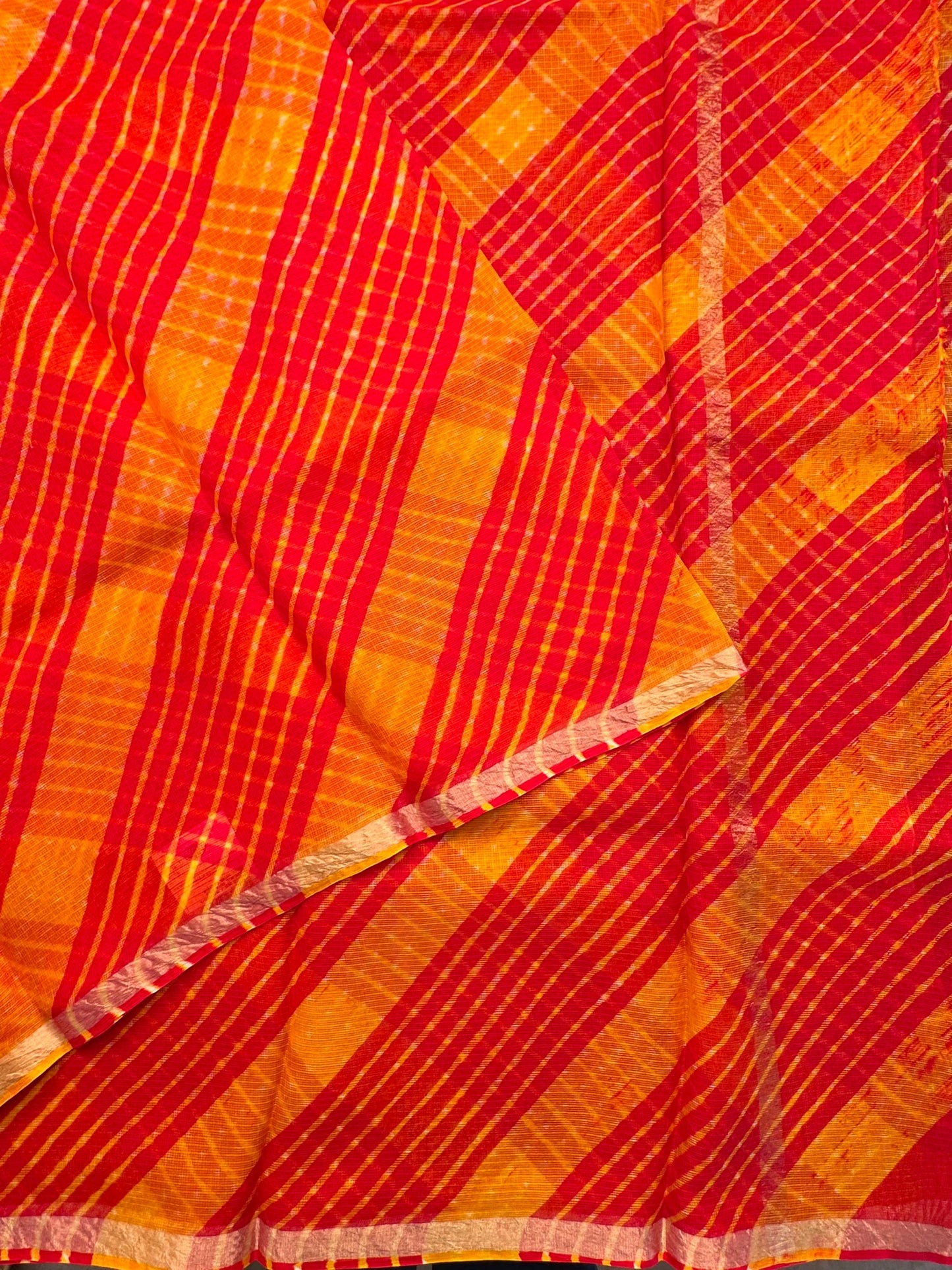 Red-Yellow Mothra Kota Doria Pure Silk Saree