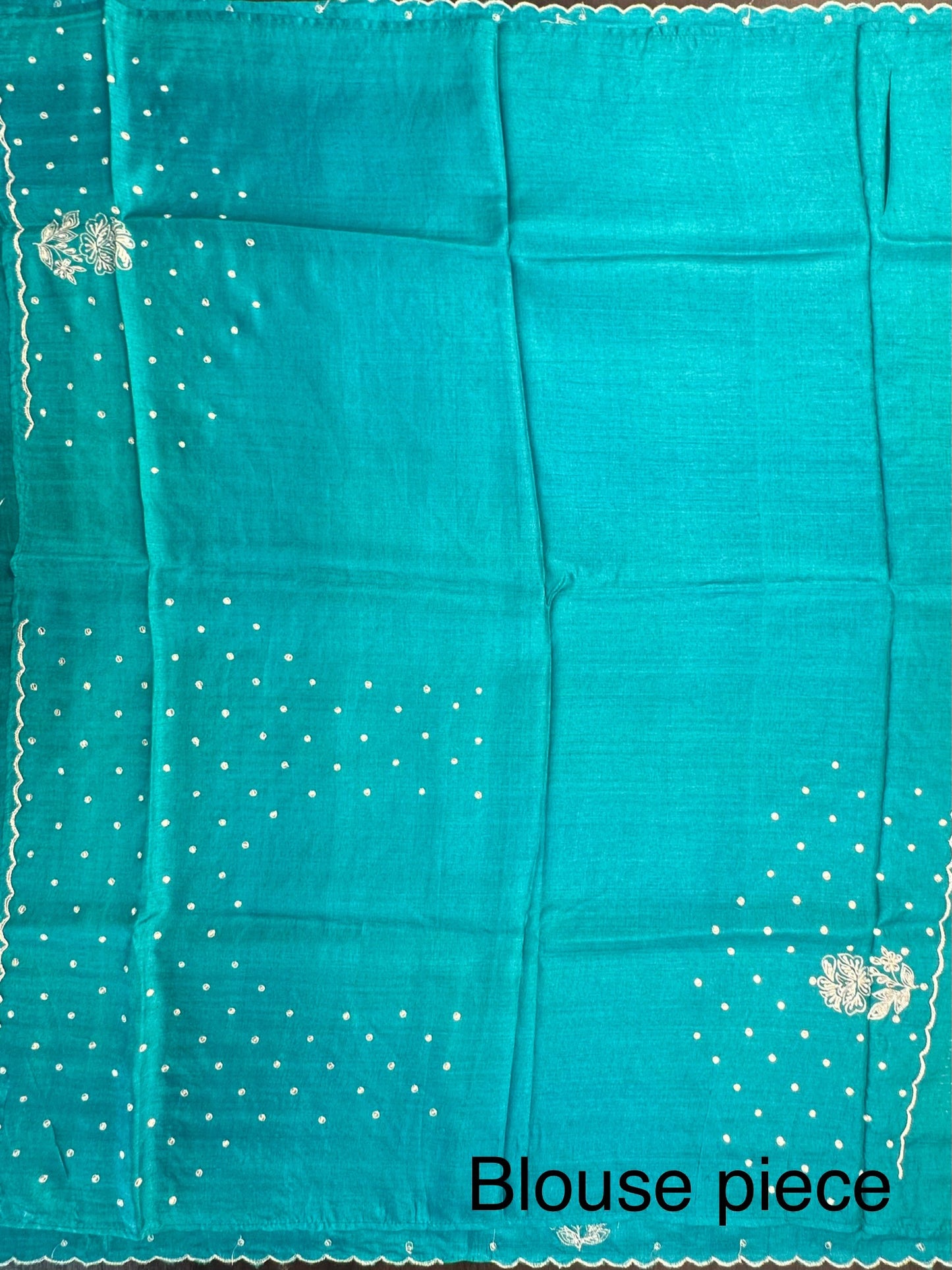 Rama Green Aari Work Pure Tussar Silk Saree