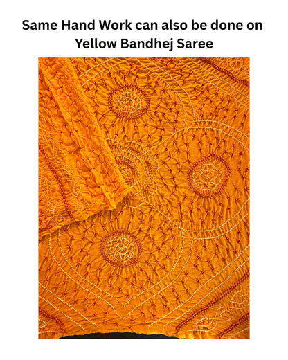 Bandhej Work Chinon Saree