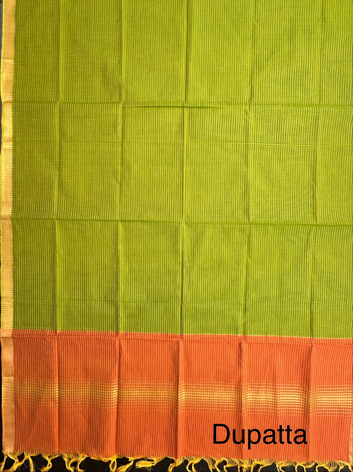 Mustard-Green Mangalgiri Pure Cotton Unstitched 3-Piece Suit