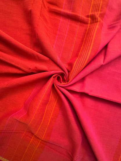 Red-Rani Piyali Bengal Cotton Saree