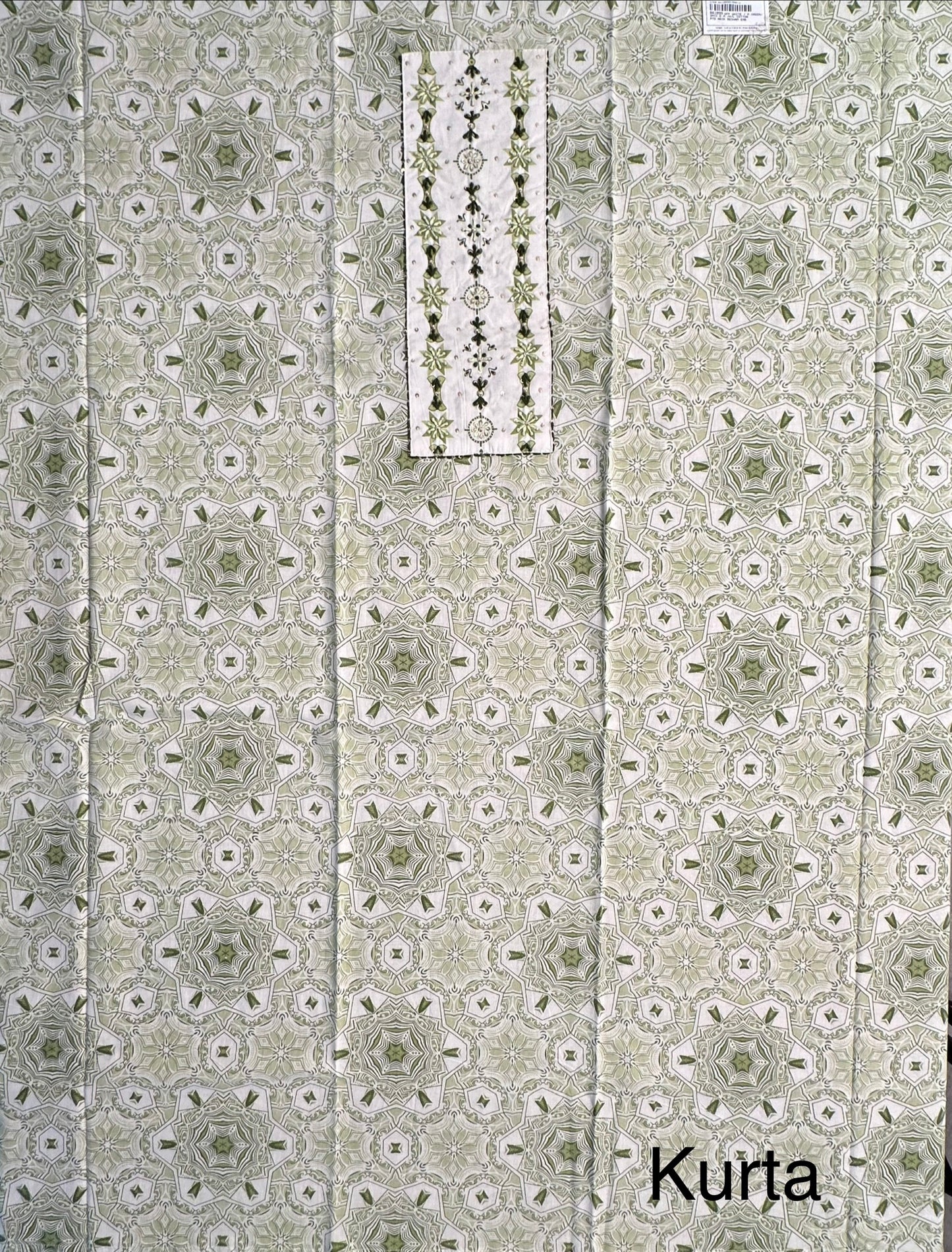 Off White-Green  Necktie Cotton 3-Piece Suit