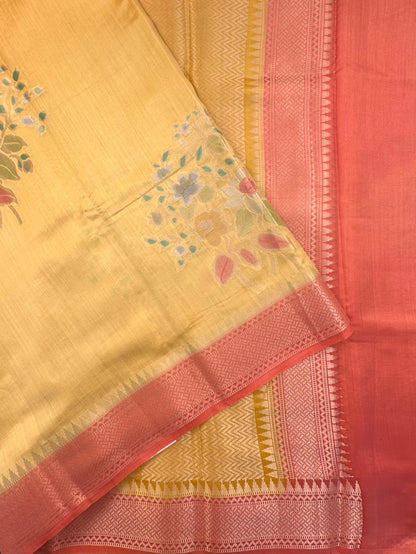 Yellow Vishakha Pure Silk Saree