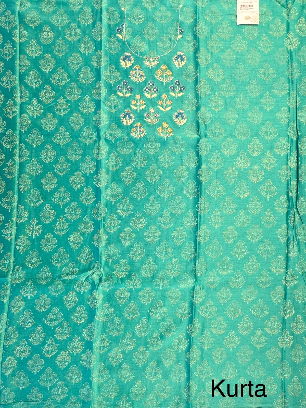 Green Chanderi Khadi Hand Block Printed 3-Piece Unstitched Suit