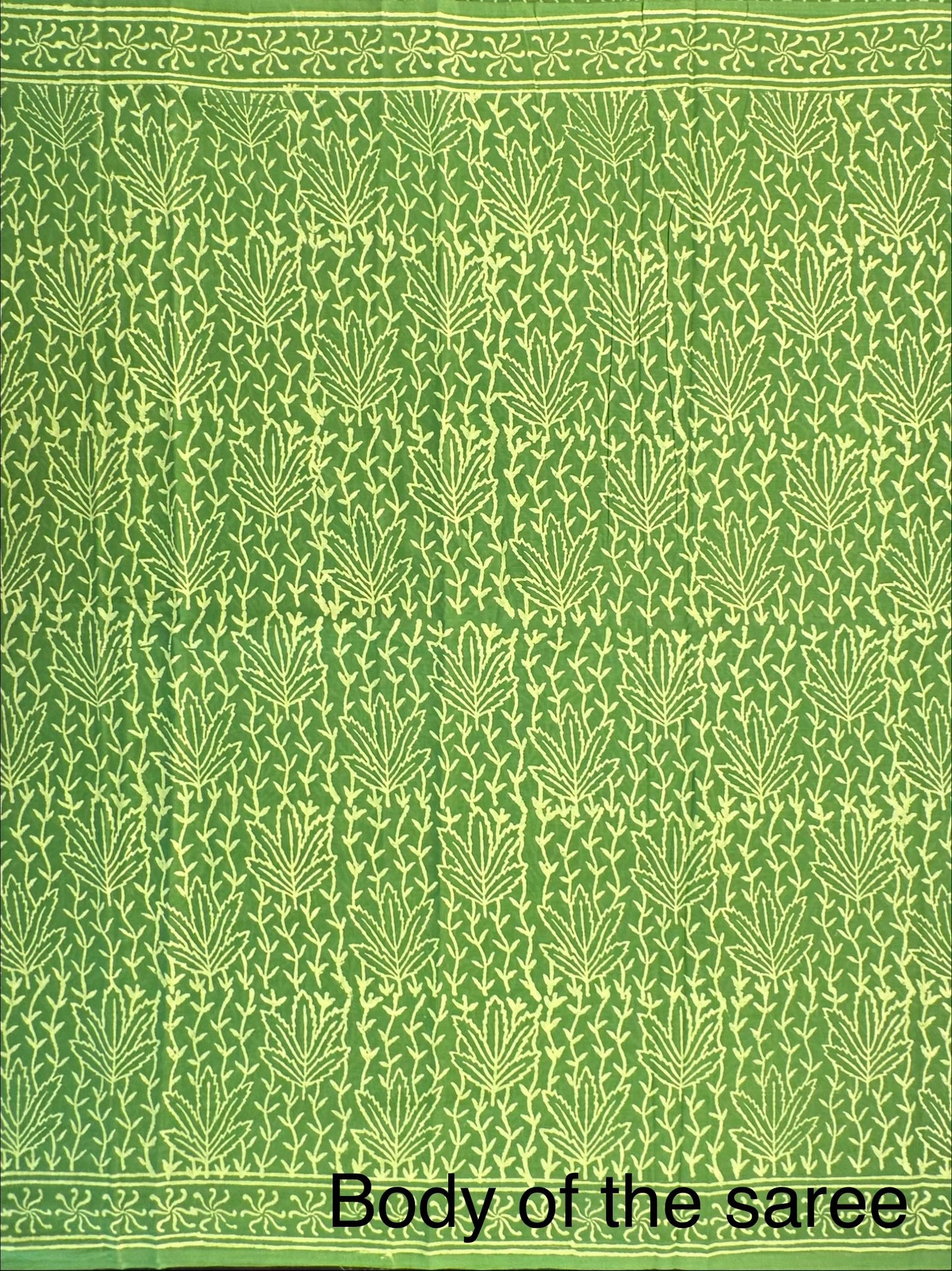 Green Hand Block Print Pure Cotton Saree