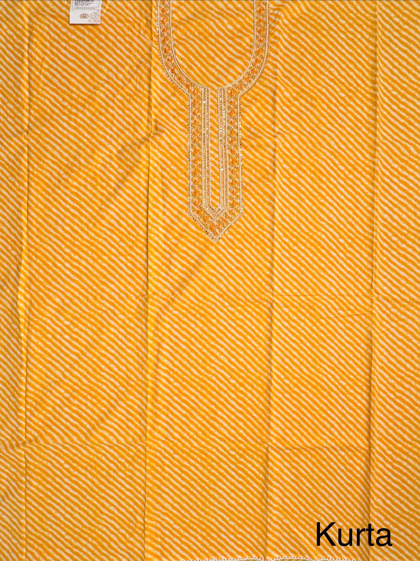 Yellow Leheriya Cotton 3-Piece Suit