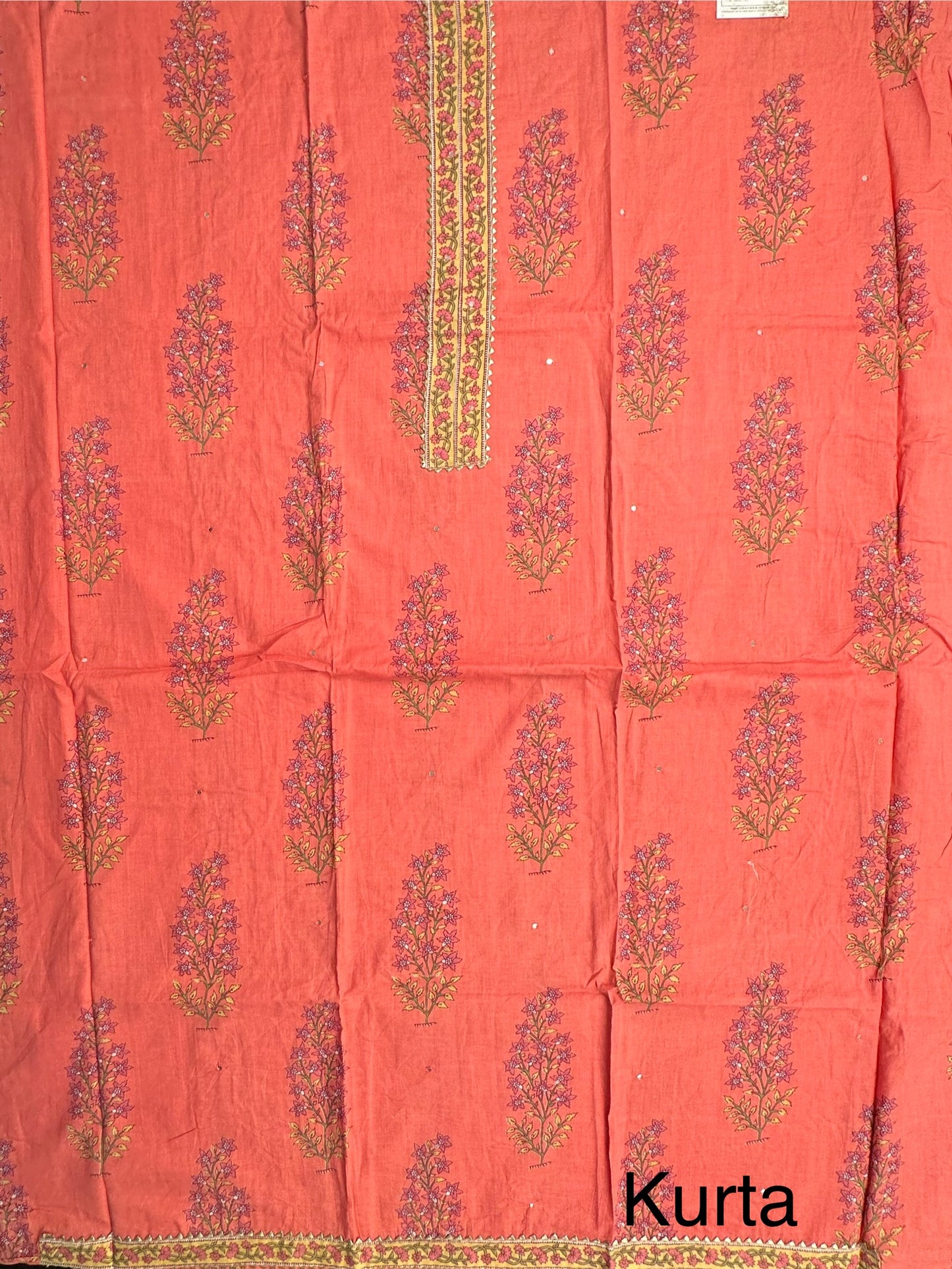 Coral Pink  Jaipuri Necktie Cotton 3-Piece Suit
