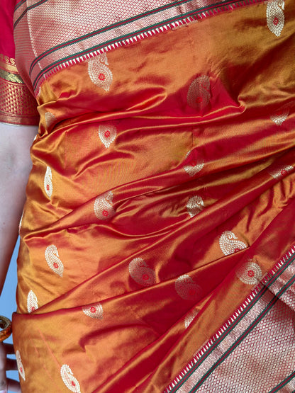 Orange Paithini Silk Saree