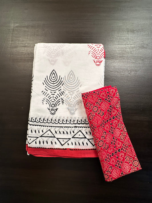 White Pure Cotton Saree