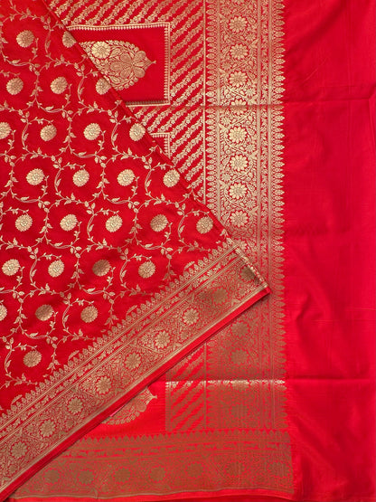 Red Banarasi Jaal Artificial Silk Saree