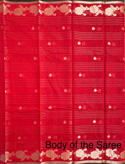 Red Chanderi Cotton Saree