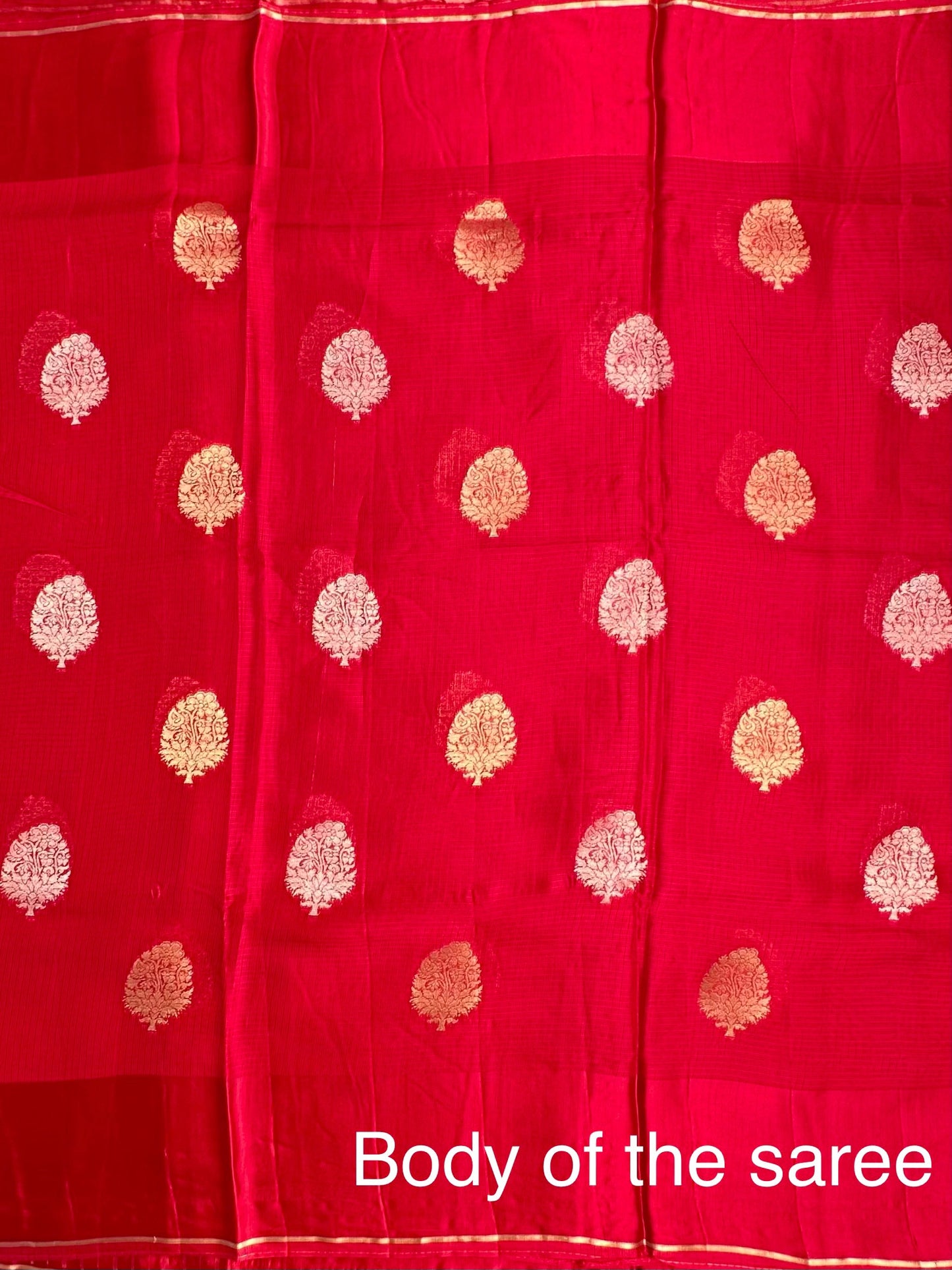 Red Manika Kota Doria Art Silk Saree