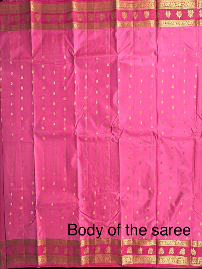 Pink Pondicherry Handloom Pure Silk Saree