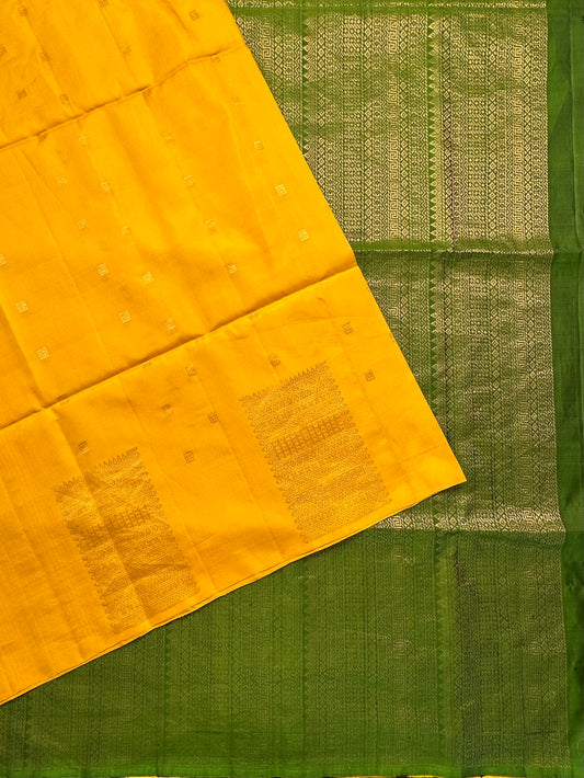 Yellow-Green Handloom Pure Soft Silk Saree