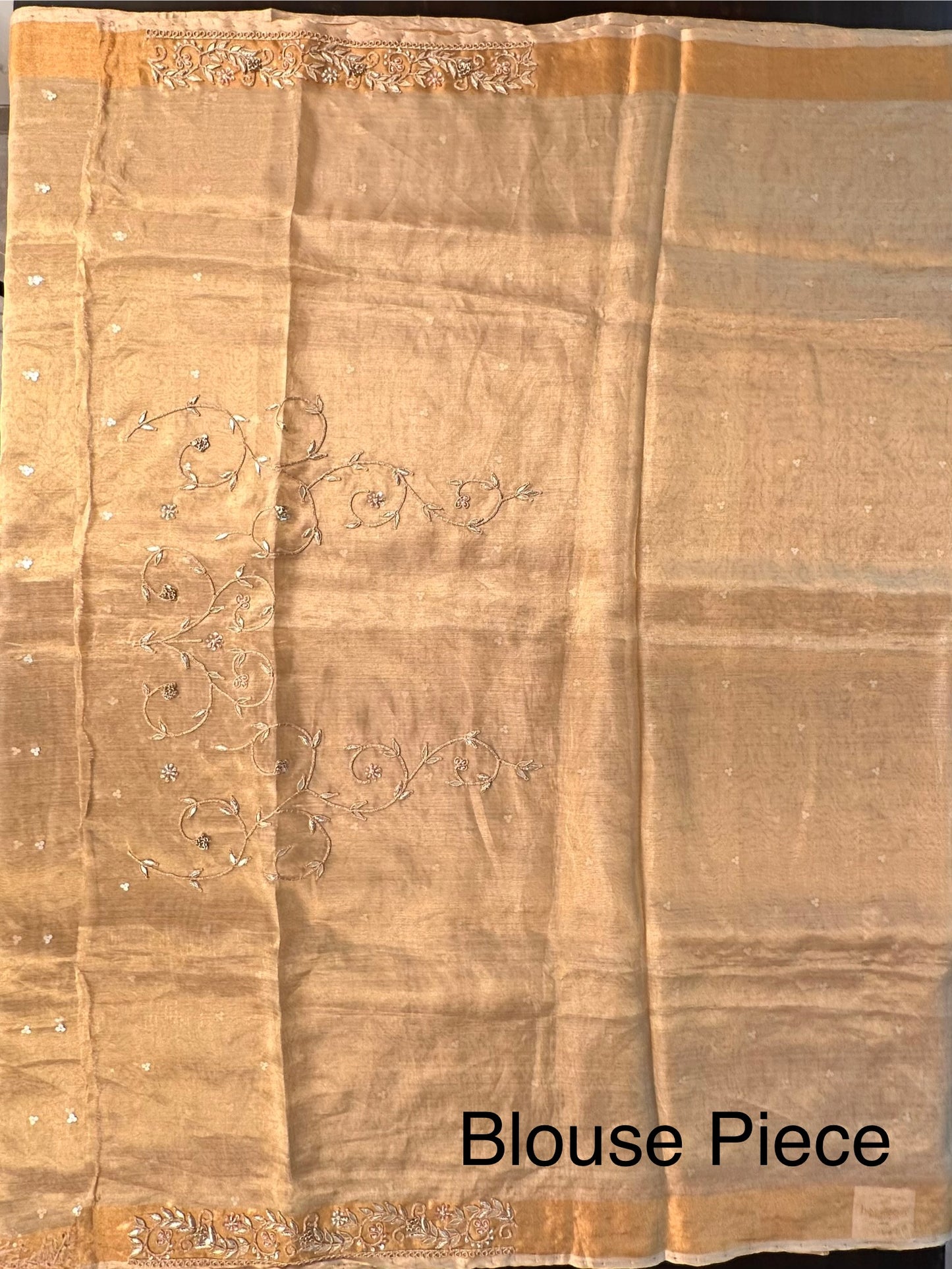Golden Tissue Silk Saree With Zardozi Work