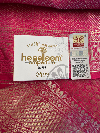 Rani  Handloom Kanjivaram Jamawar Pure Silk Saree