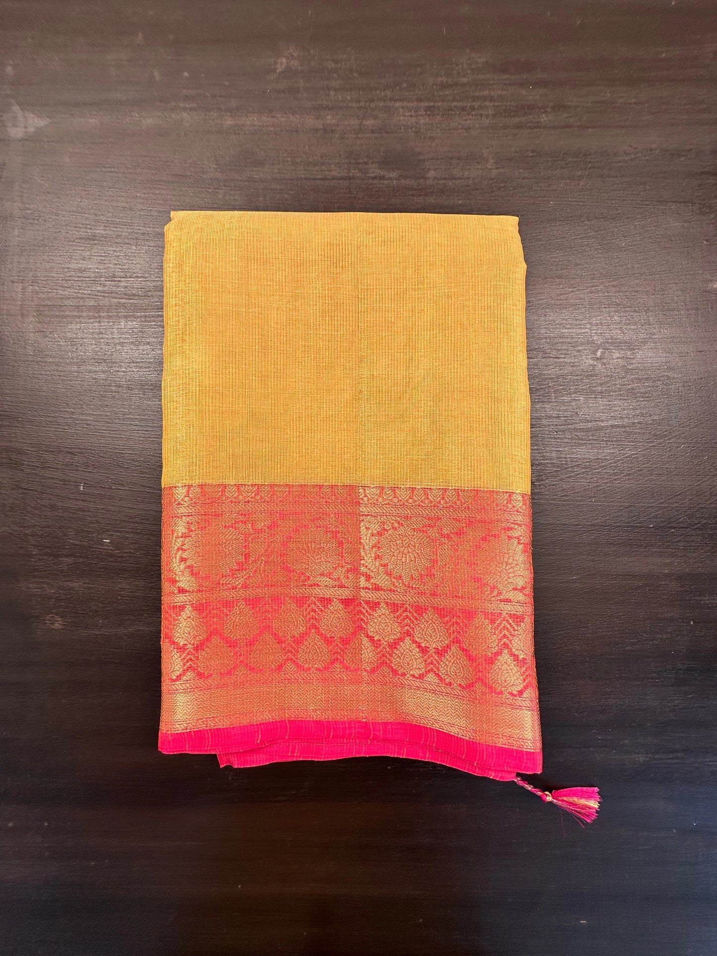 Yellow Kirat Tissue Saree
