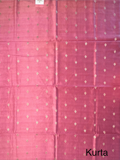 Pink Chanderi 3-Piece Unstitched Suit With Madhubani Dupatta