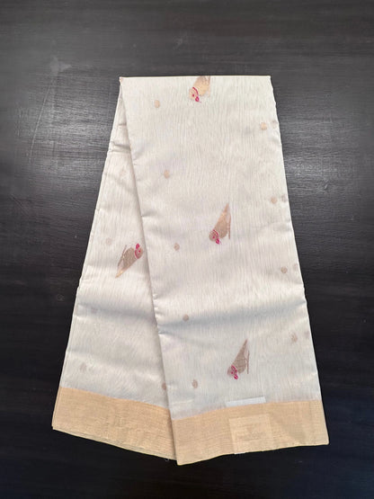 Off White Pure Chanderi Saree