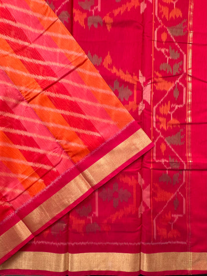 Multi Colour Ikkat Kosa Cotton Silk Saree