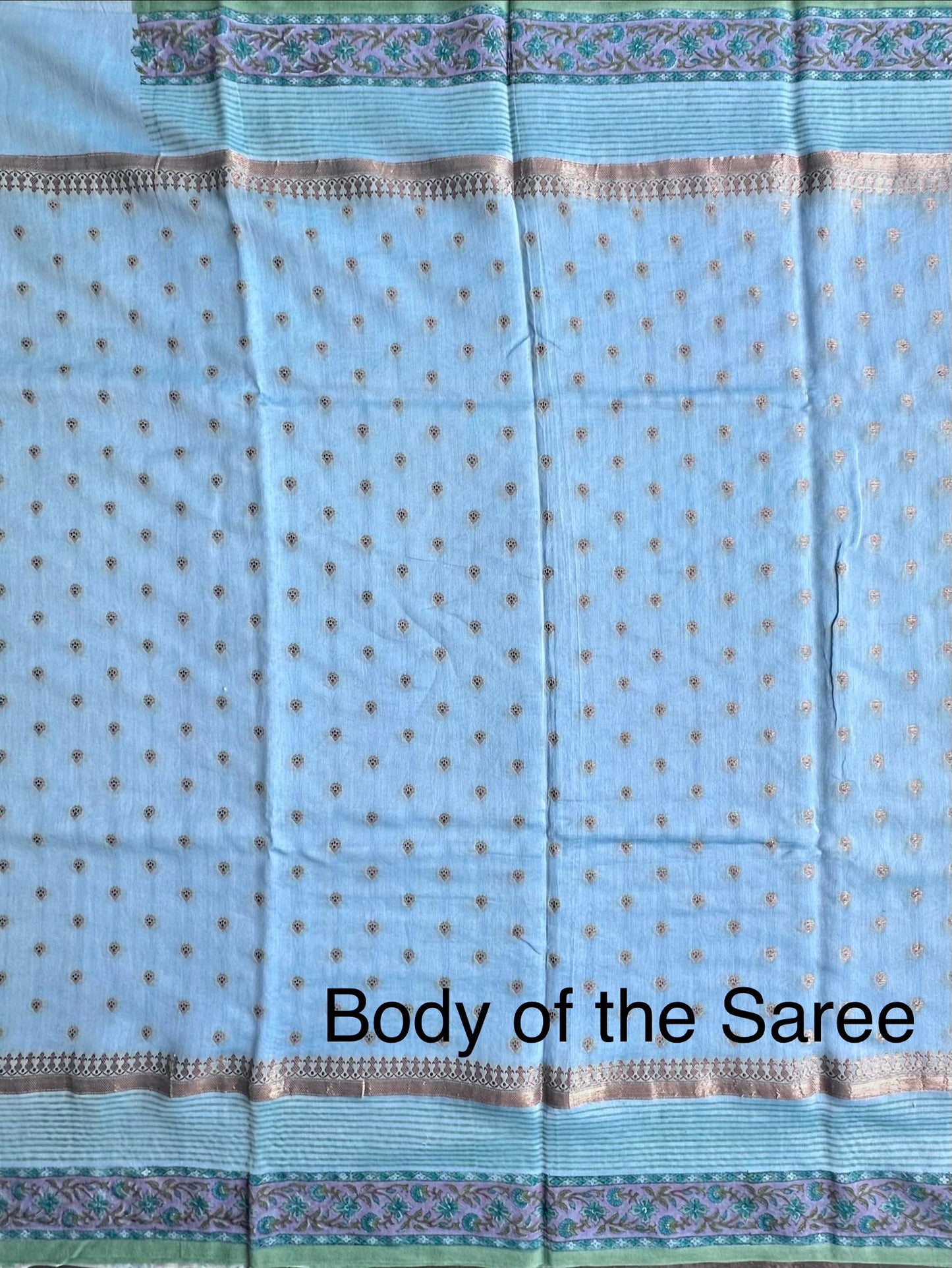 Blue Chanderi Saree with Hand Block Print
