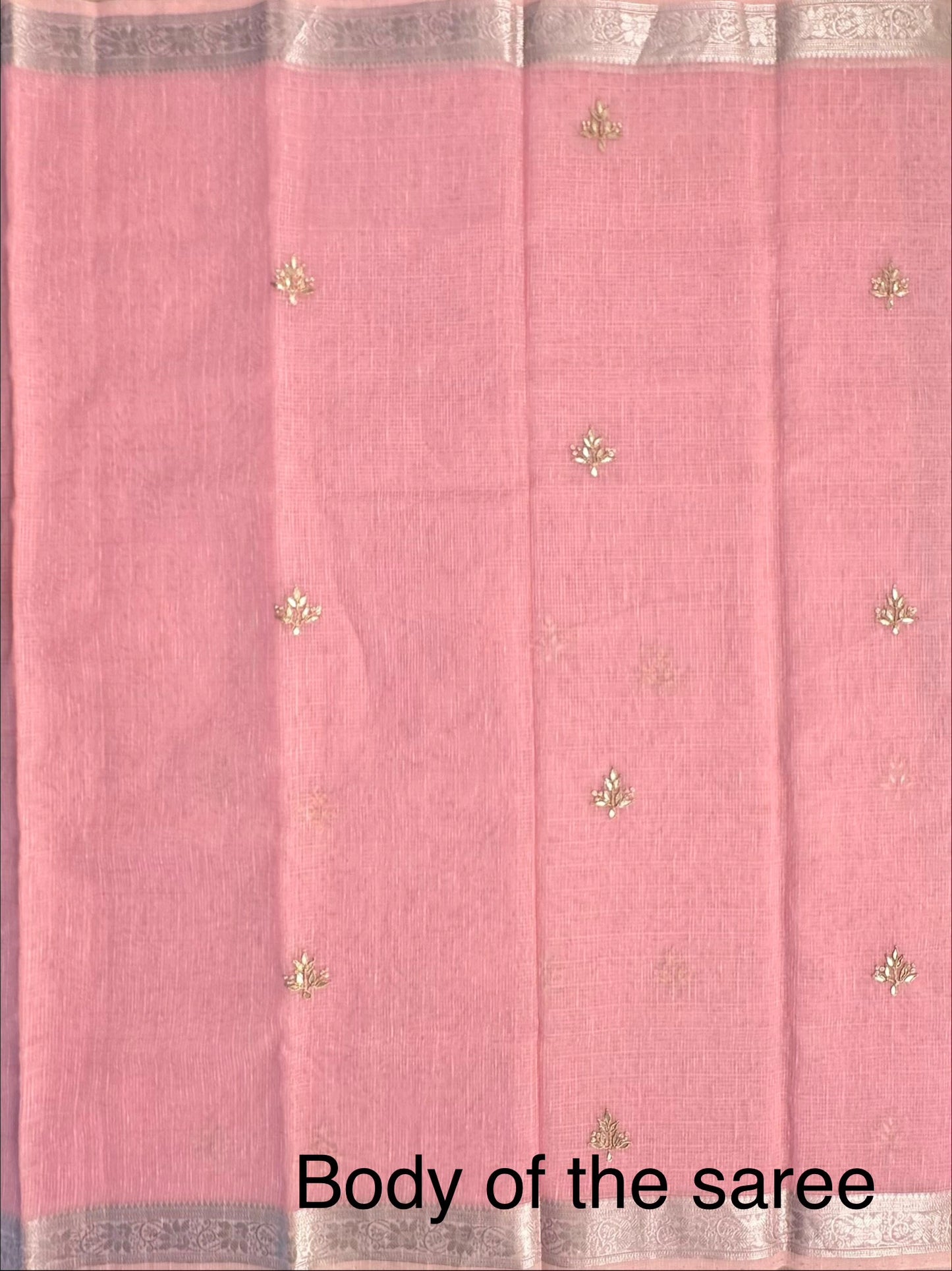 Pink Fancy Cotton Saree With Hand Work