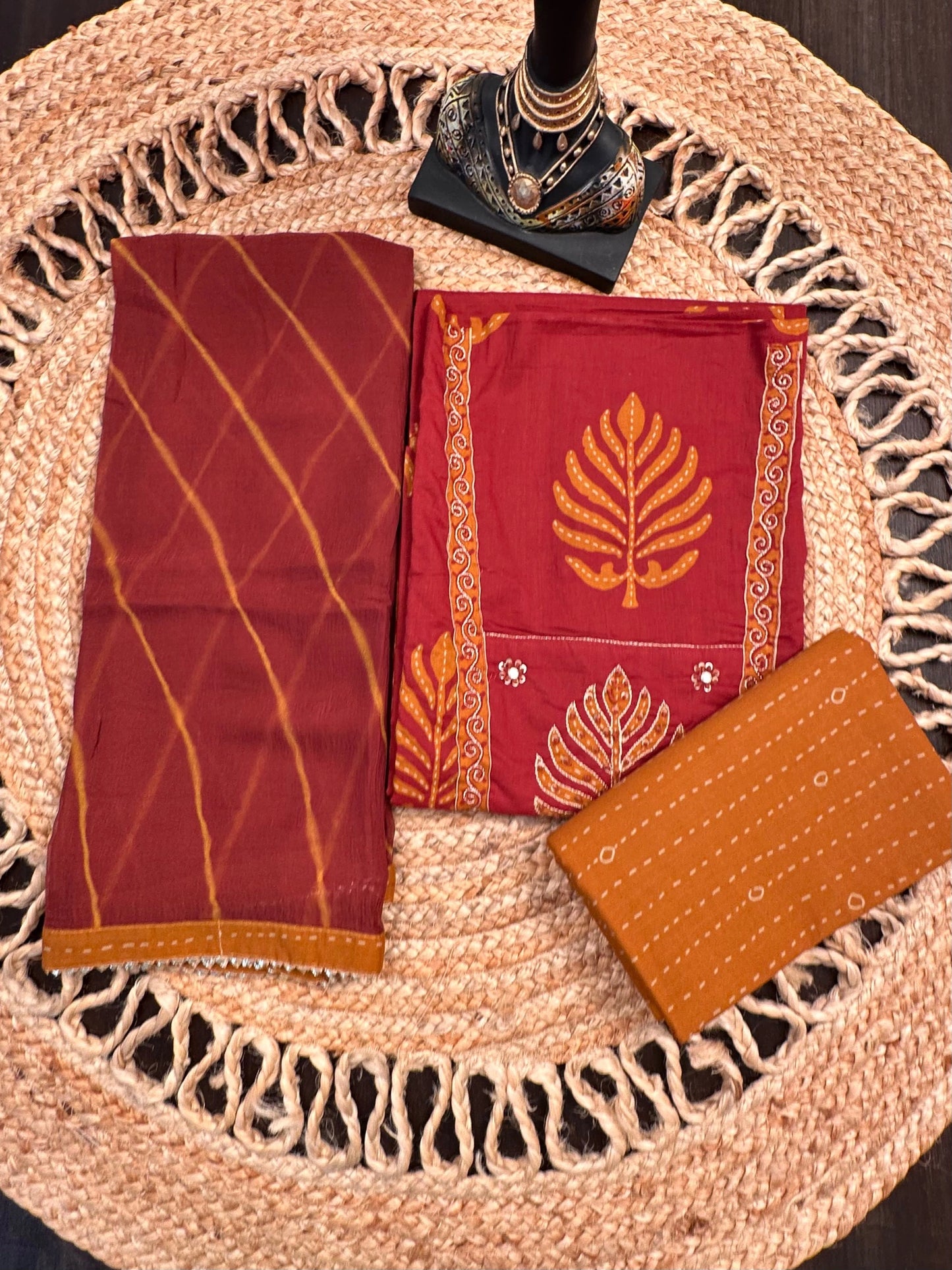 Rust Printed Rati Pure Cotton Suit