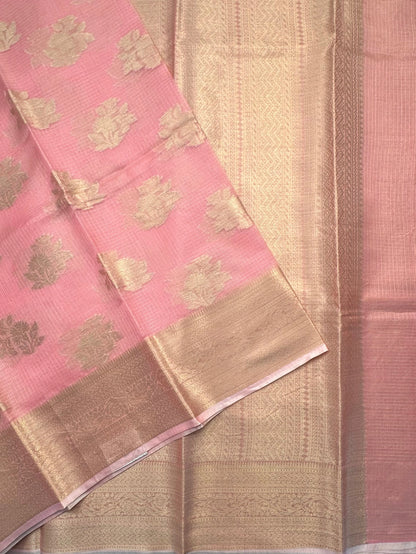 Pink Arvita Kota Doria Fancy Cotton Saree
