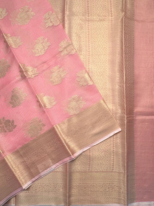 Pink Arvita Kota Doria Fancy Cotton Saree