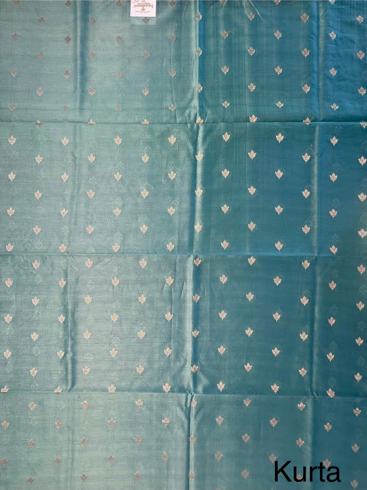 Pastel Blue Chanderi 3-Piece Unstitched Suit with Madhubani Dupatta