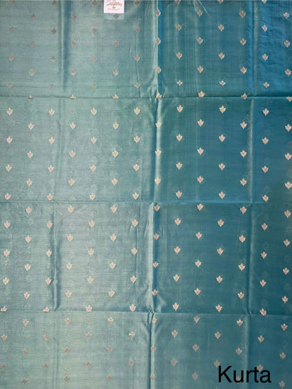 Pastel Blue Chanderi 3-Piece Unstitched Suit with Madhubani Dupatta