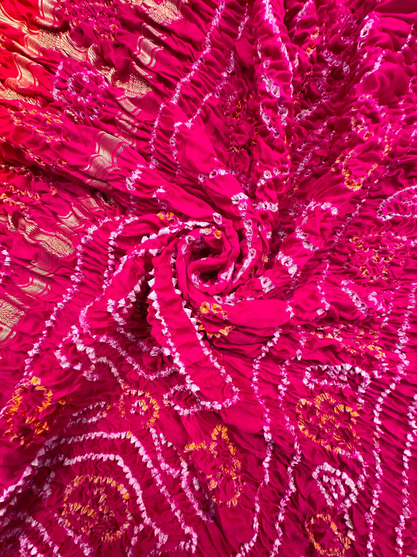 Orange-Rani Gharchola Bandhej Gajji Silk Saree