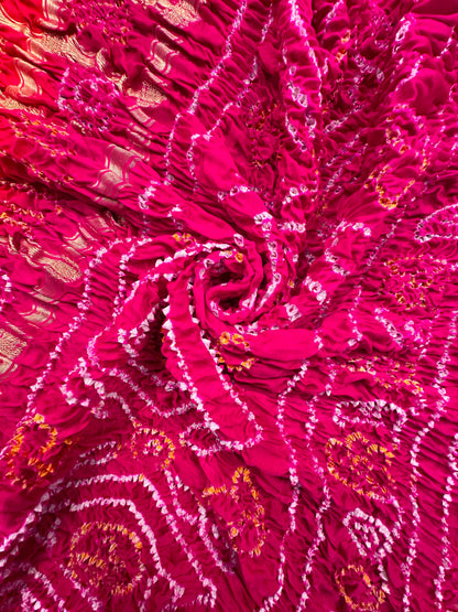Orange-Rani Gharchola Bandhej Gajji Silk Saree