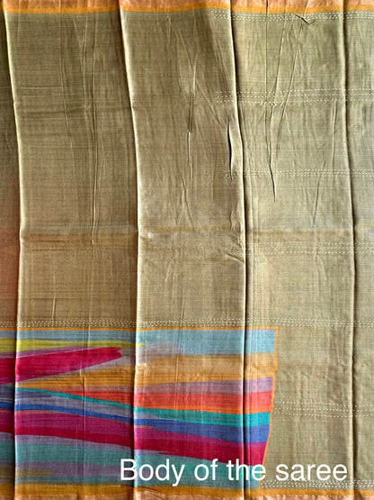 Mehendi Green Pure Tussar Silk Saree