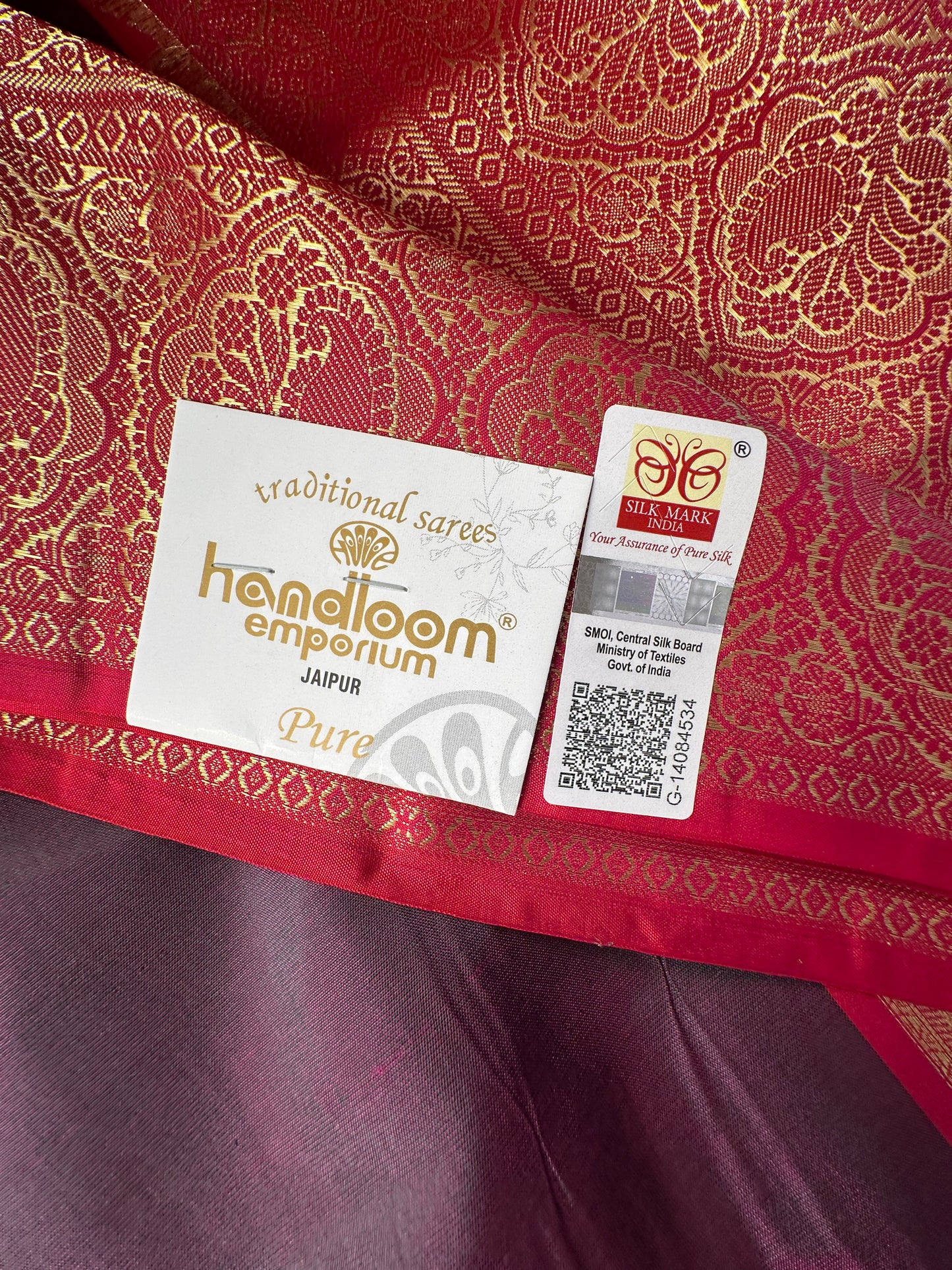 Wine Pondicherry Handloom Pure Silk Saree