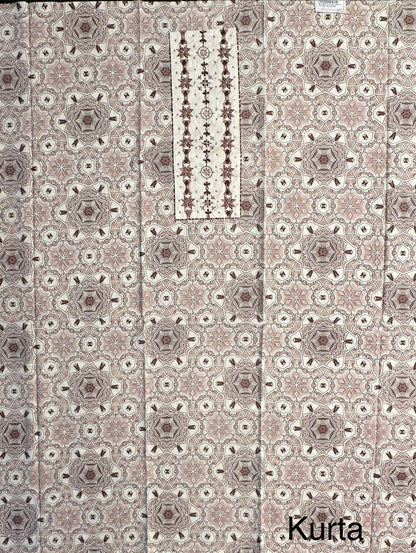 Off White-Brown Necktie Cotton 3-Piece Suit