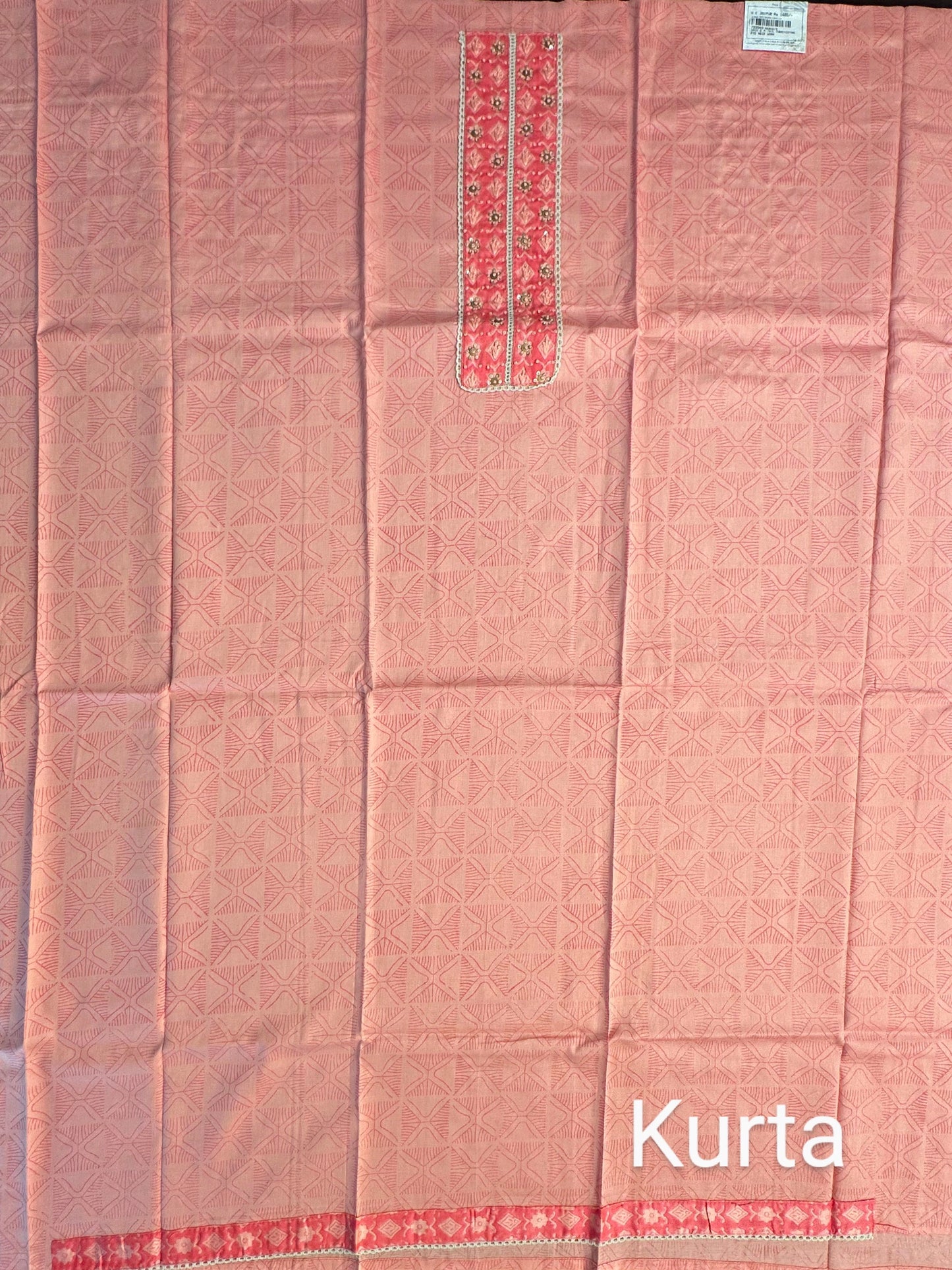 Peach Jaipuri Cotton 3-Piece Suit