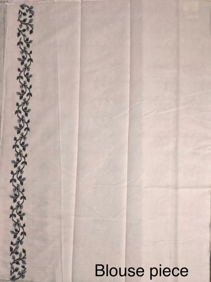 Off White-Black Jamdani Fancy Cotton Saree